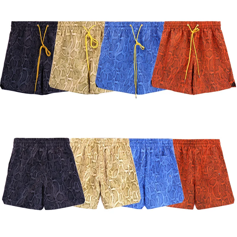 

Multicolour RHUDE Swim Shorts Full Print Snake Print Drawstring Mens Womens RHUDE Shorts Oversize Quick Dry Mesh Breeches