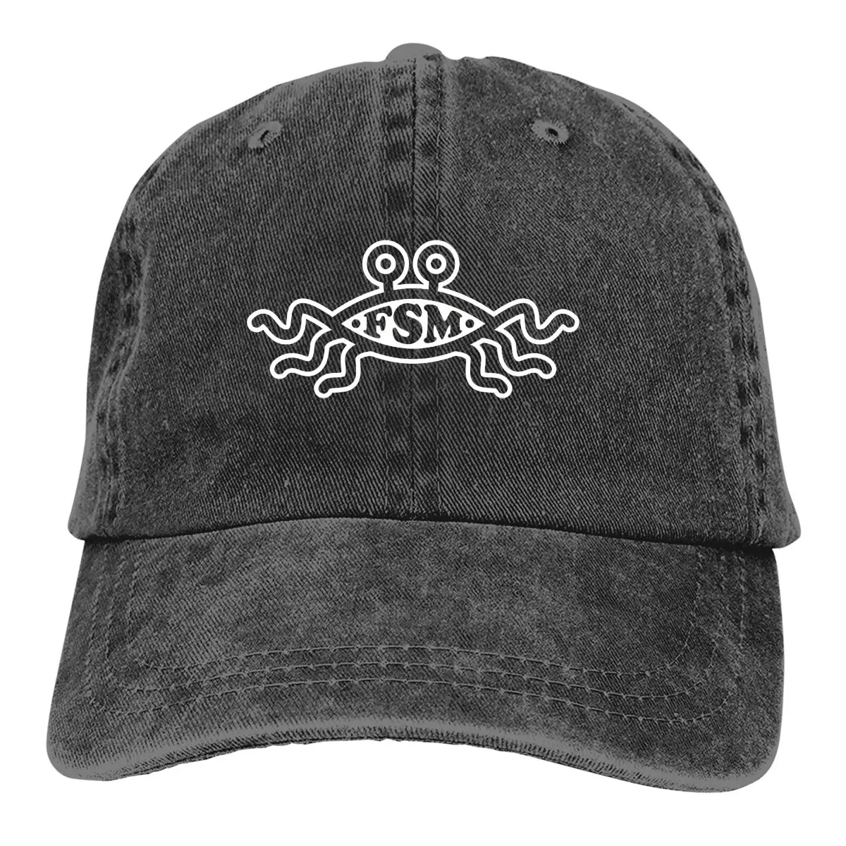 

Washed Men's Baseball Cap FSM Dark Trucker Snapback Cowboy Caps Dad Hat Flying Spaghetti Monster Golf Hats