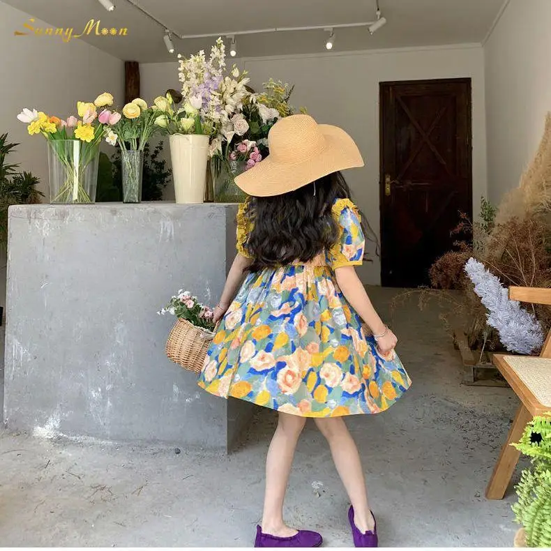 Fashion Baby girl infant toddler child summer short sleeve yellow pastoral oil painting demeanor fake princess dress 2-12Y
Fashion Baby girl infant toddler child summer short sleeve yellow pastoral oil painting demeanor fake princess dress 2-12Y