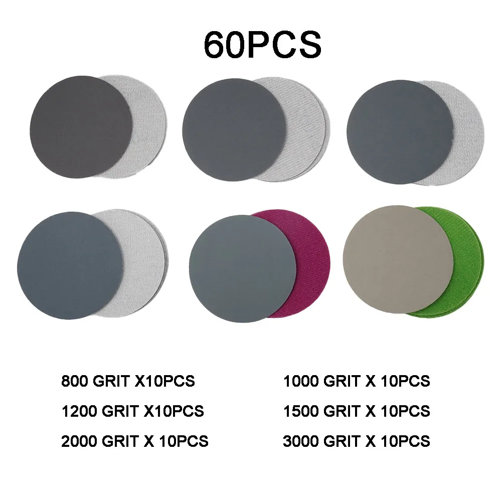 60pcs 3in/75mm Grit Sanding Discs Wet Dry 800-3000 Grit For Precise Sanding Polishing Disc Grips Automotive Polishing Hand Tool
60pcs 3in/75mm Grit Sanding Discs Wet Dry 800-3000 Grit For Precise Sanding Polishing Disc Grips Automotive Polishing Hand Tool