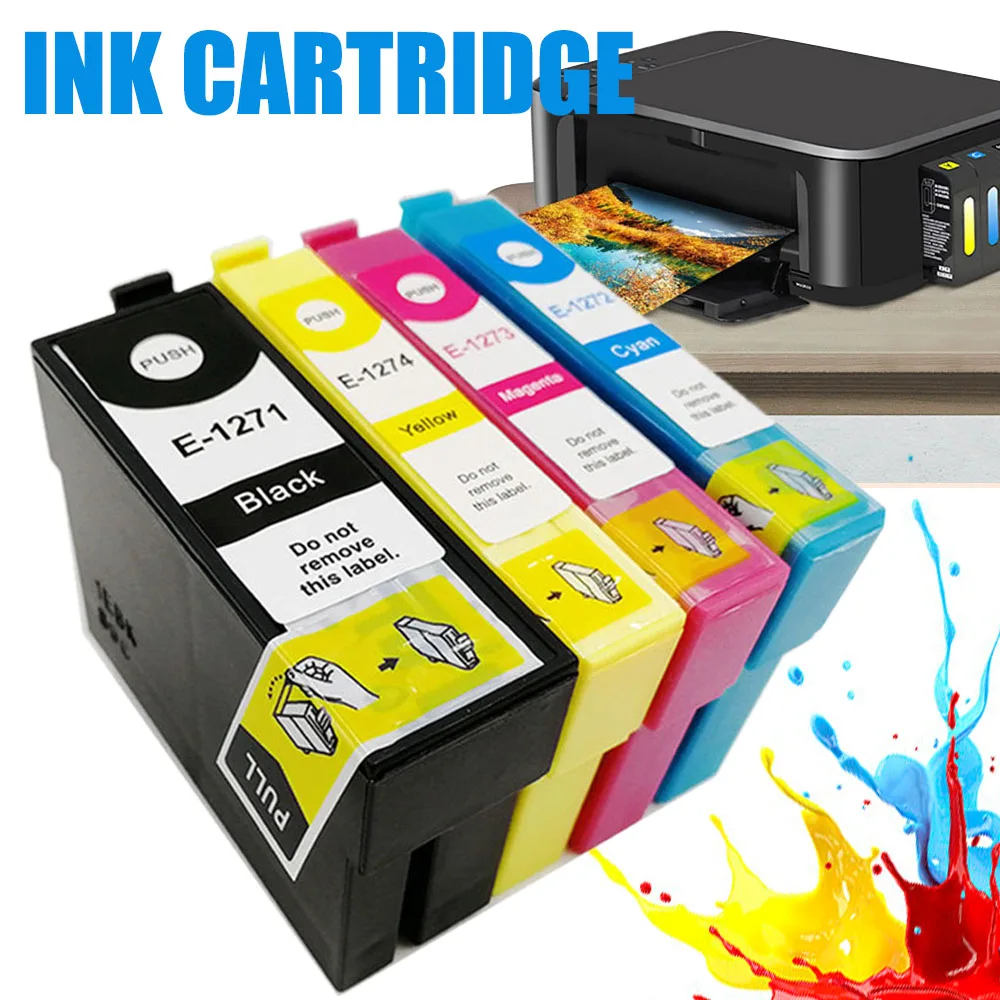 

New 1pc Ink Cartridge T1271 T1272 T1273 T1274 For Epson NX530 NX625 WF-3520 3530 3540 7510 7520 Black Cyan Magenta Yellow Color