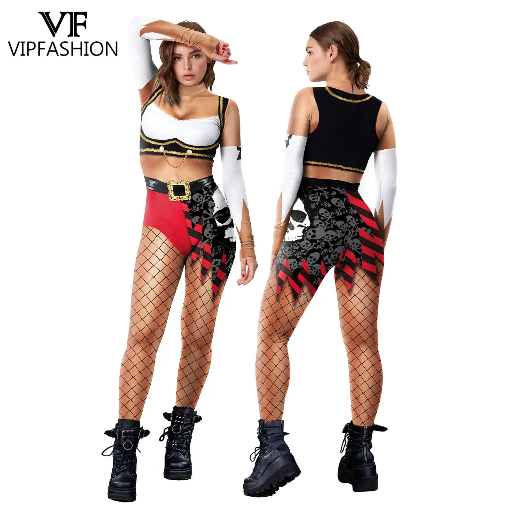 

VIP FASHION Woman Pirate Jumpsuit Halloween Sexy Zentai Bodysuit 12% Spandex Festival Catsuit Female Show Party Clothing