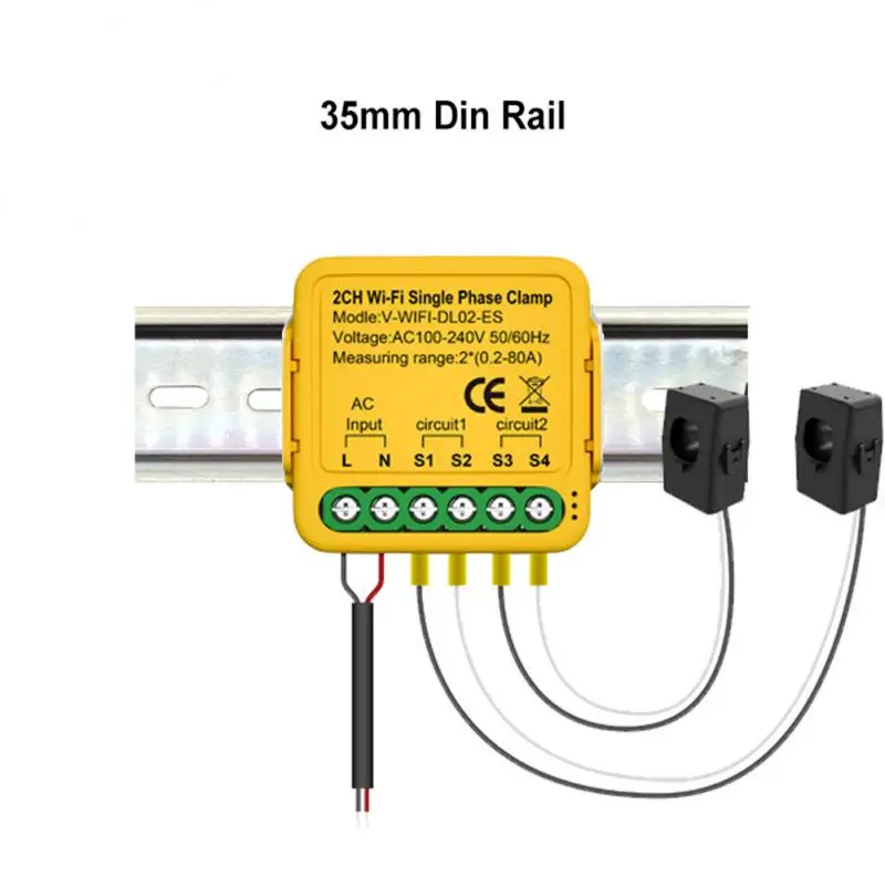Tuya Smart Life WiFi Energy Meter 80A with Current Transformer Clamp KWh Power Monitor Electricity Statistics For Google Home
Tuya Smart Life WiFi Energy Meter 80A with Current Transformer Clamp KWh Power Monitor Electricity Statistics For Google Home