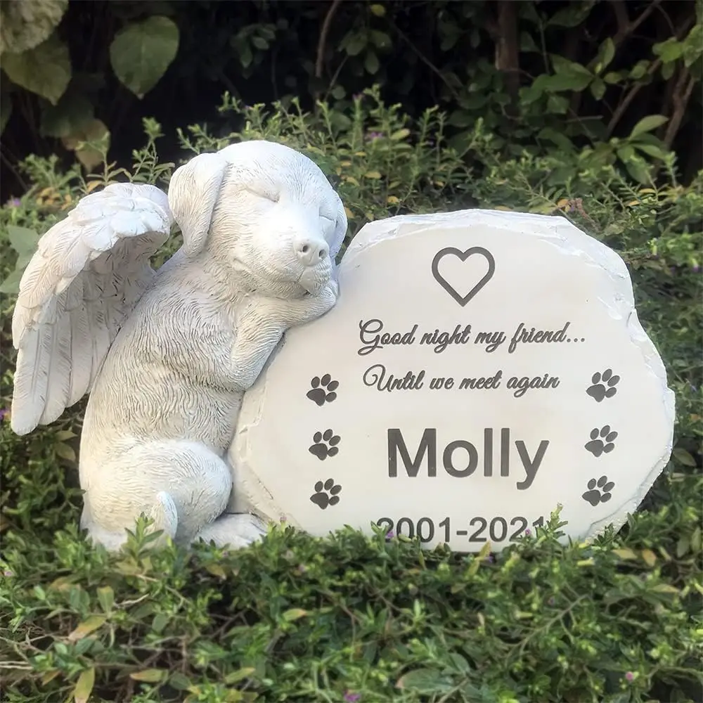 

Personalized Dog Angel Pet Memorial Grave Marker Statue Pet Headstone Garden Stones - Good Night My Friend...Until We Meet Again