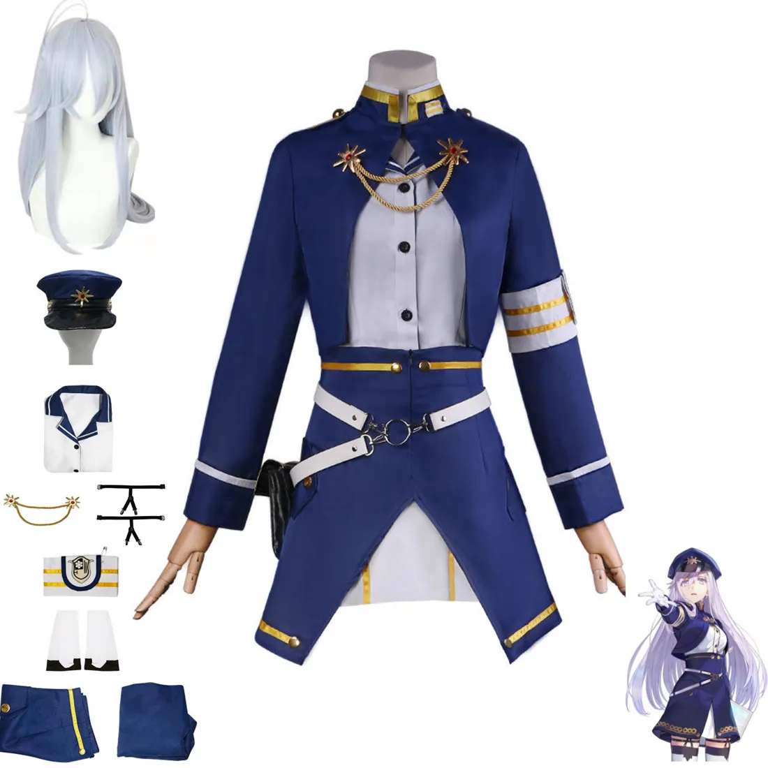 

Anime Vladilena·Milize 86- Eighty Six Cosplay Costume Wig Air Force Skirt JK Uniform Dress Woman Sexy Kawaii Carnival Party Suit