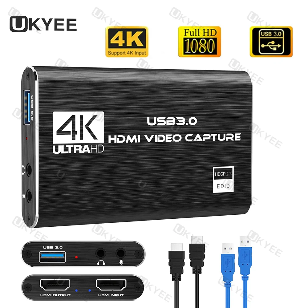 UKYEE 4K USB 3.0 Video Capture Card HDMI-compatible 1080P 60fps HD Video Recorder Grabber For OBS Capturing Game Card Live
UKYEE 4K USB 3.0 Video Capture Card HDMI-compatible 1080P 60fps HD Video Recorder Grabber For OBS Capturing Game Card Live