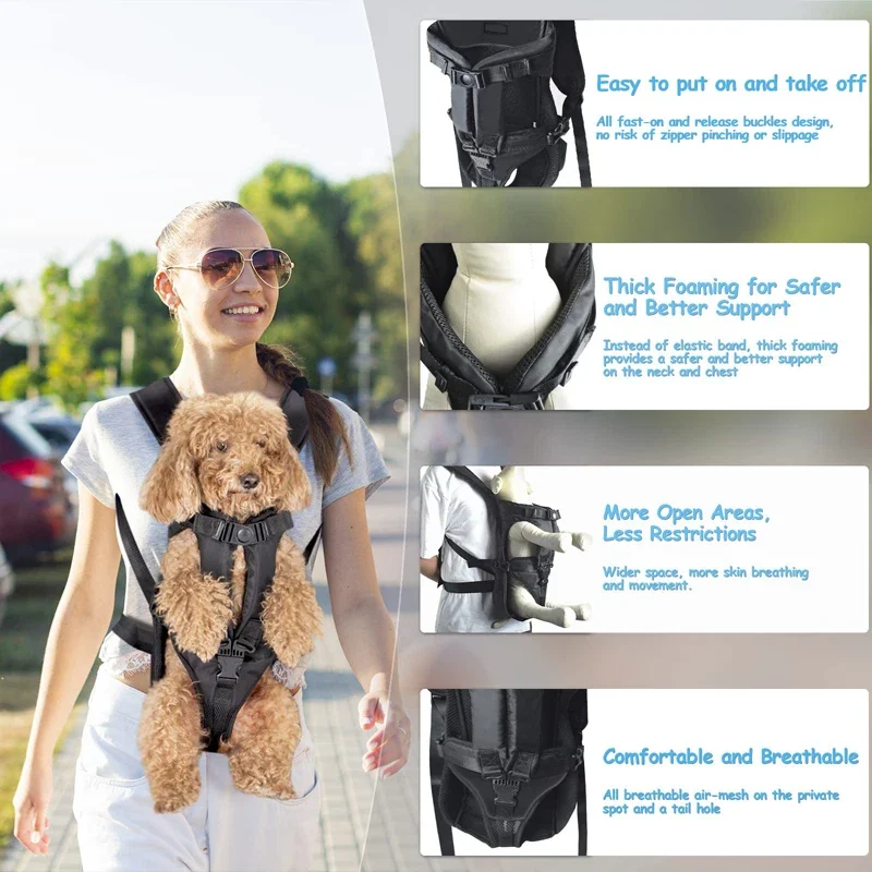 

Dog Carrier Backpack Adjustable Pet Carriers Front Facing Hands-Free Safety Puppy Travel Bag For Small Medium Dog