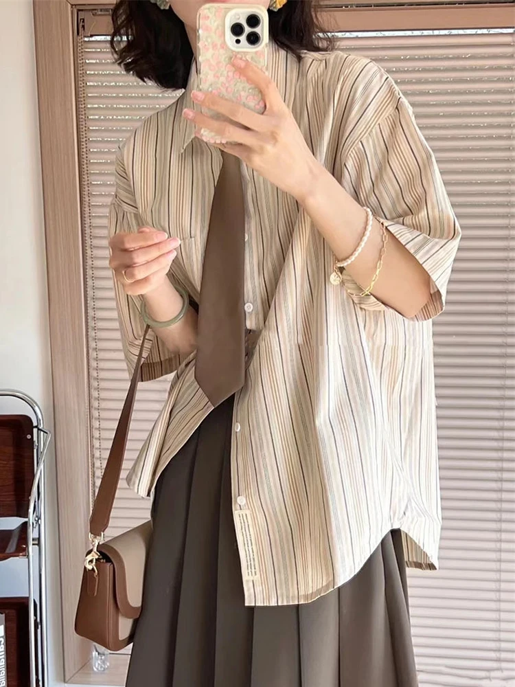 Jmprs Jk Student Shirts Fashion Cute Tie Short Sleeve Summer Striped Women Button Up Shirts Loose Japan Casual Tops New
Jmprs Jk Student Shirts Fashion Cute Tie Short Sleeve Summer Striped Women Button Up Shirts Loose Japan Casual Tops New