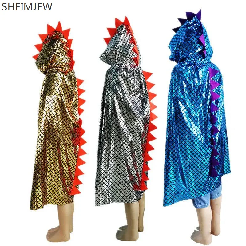 

Kids Boys Girls Dinosaur Cloak Witch Cosplay Costume Child Unisex Hooded Cape Masquerade Halloween Party Performance Props