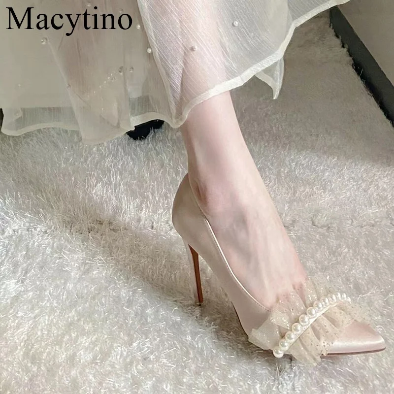 With Skirt Hgh Heels Women 2022 Mesh Pearl Pointed Toe Stiletto Wedding Pumps Bridal Shoes Bridesmaid
With Skirt Hgh Heels Women 2022 Mesh Pearl Pointed Toe Stiletto Wedding Pumps Bridal Shoes Bridesmaid