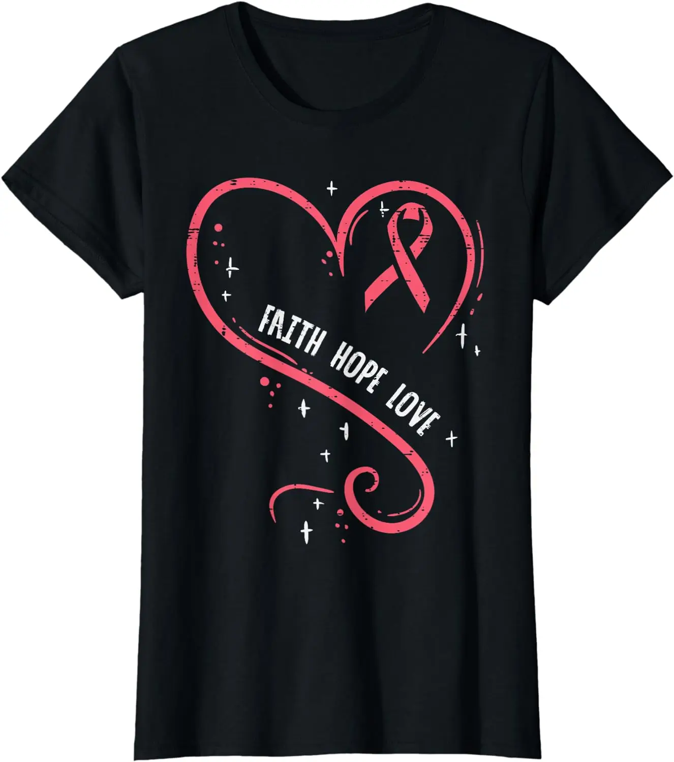 

Faith Love Pink Fighting Hope Breast Cancer Awareness Women T-Shirt Graphic T Shirts Casual Cotton Daily Four Seasons