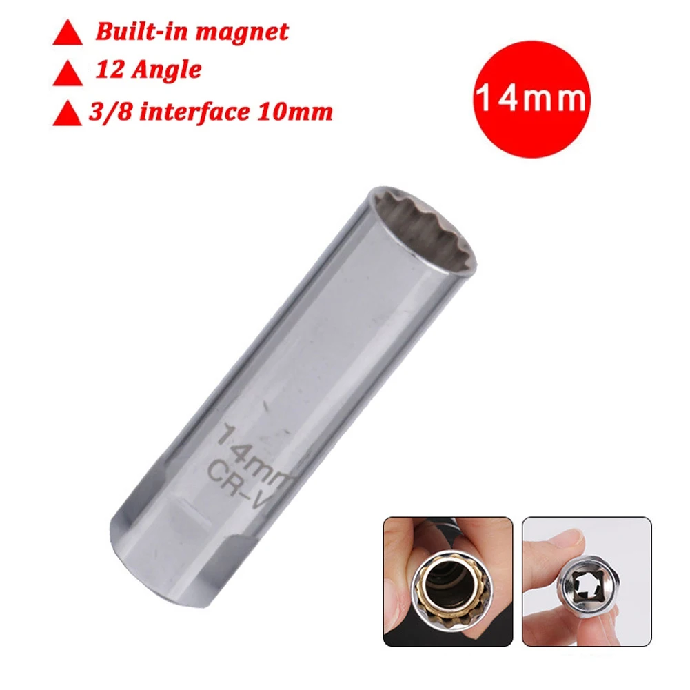 Chrome Vanadium Steel 3/8-Inch 12 Point Remover Wrench Tool Spark Plug Socket Wrench Thin Wall Removal 2.44 Inch 14mm/16mm
Chrome Vanadium Steel 3/8-Inch 12 Point Remover Wrench Tool Spark Plug Socket Wrench Thin Wall Removal 2.44 Inch 14mm/16mm