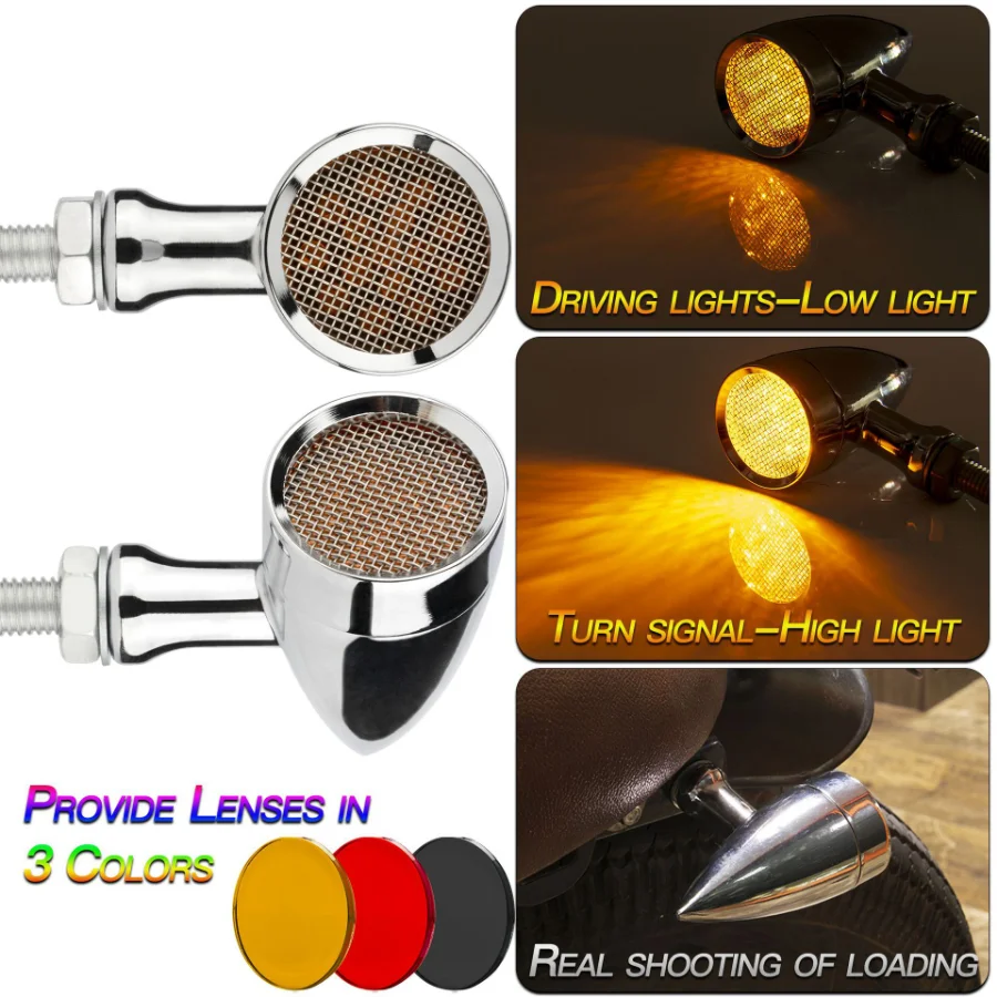 1pair Motorcycle Aluminium Retro Bullet Grille Flashing Lamp Blinker Indicators For Harley Chopper Bobber LED Turn Signal Light
1pair Motorcycle Aluminium Retro Bullet Grille Flashing Lamp Blinker Indicators For Harley Chopper Bobber LED Turn Signal Light