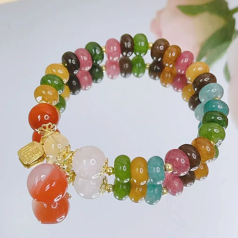 

Винтажные Разноцветные кристаллы Ruifan, персиковые очаровательные браслеты из натурального агата и бусин из ниток для женщин, Изящные Ювелирные изделия, оптовая продажа YBR845