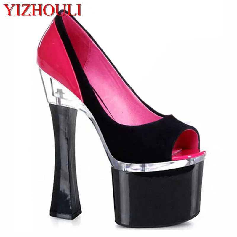 

The new bride shoes Sexy fashion ribs bottom runway looks single 18 cm high shoes with wedding dance shoes