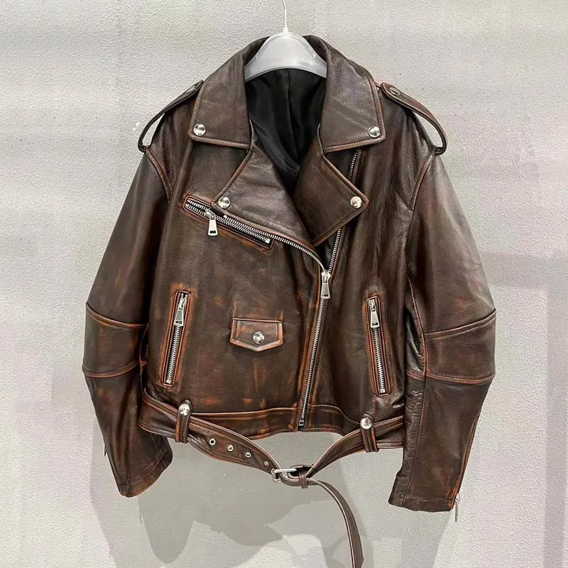 Genuine Leather Jacket 2023 New Fashion Short Length Locomotive Type Aging Process Women Coat Spring Luxury Clothes
Genuine Leather Jacket 2023 New Fashion Short Length Locomotive Type Aging Process Women Coat Spring Luxury Clothes