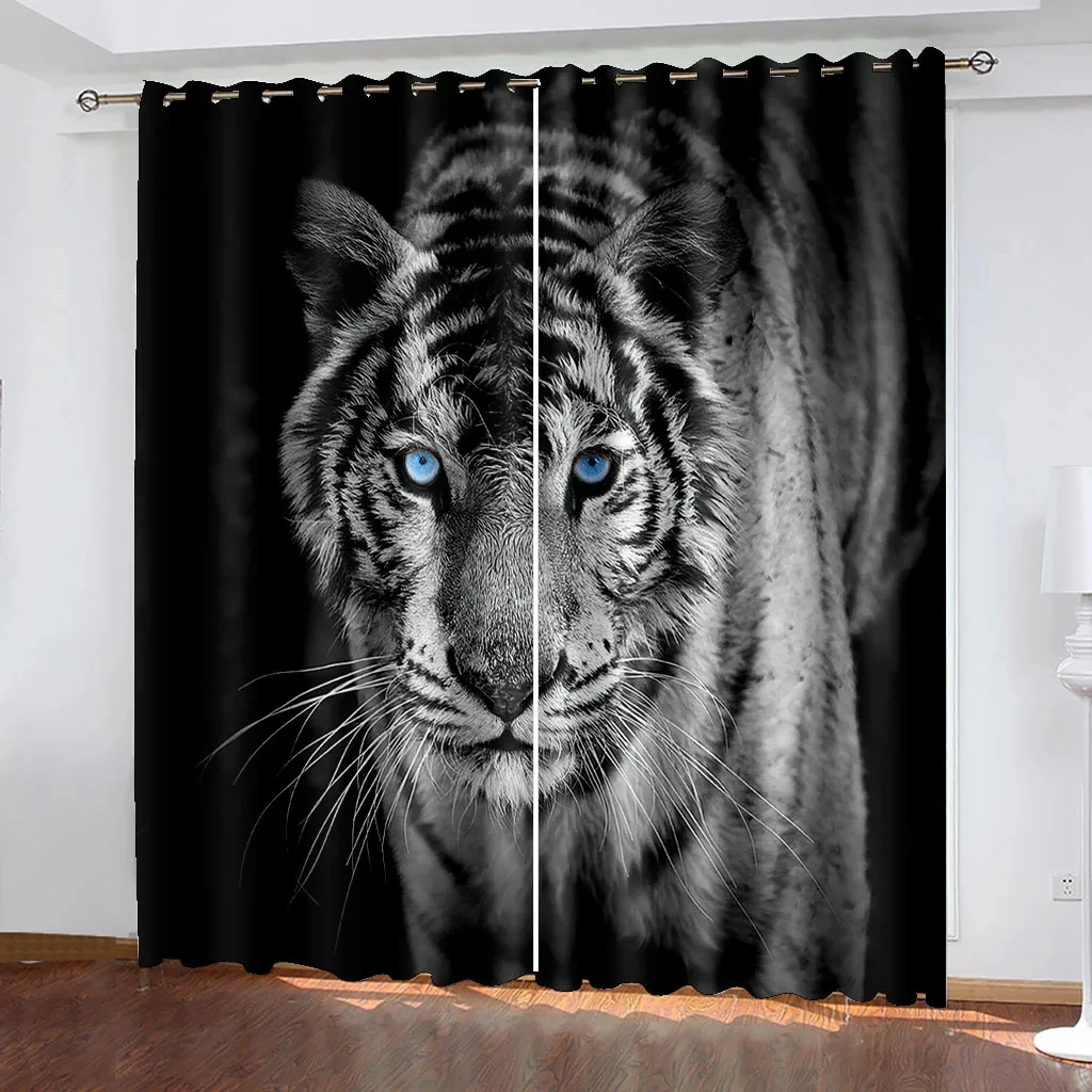 

2024 Animal Wolf Tiger Leopard Window Curtains Living Room Kids Children's Room Bedroom Thin Shading Drape New Style Curtain