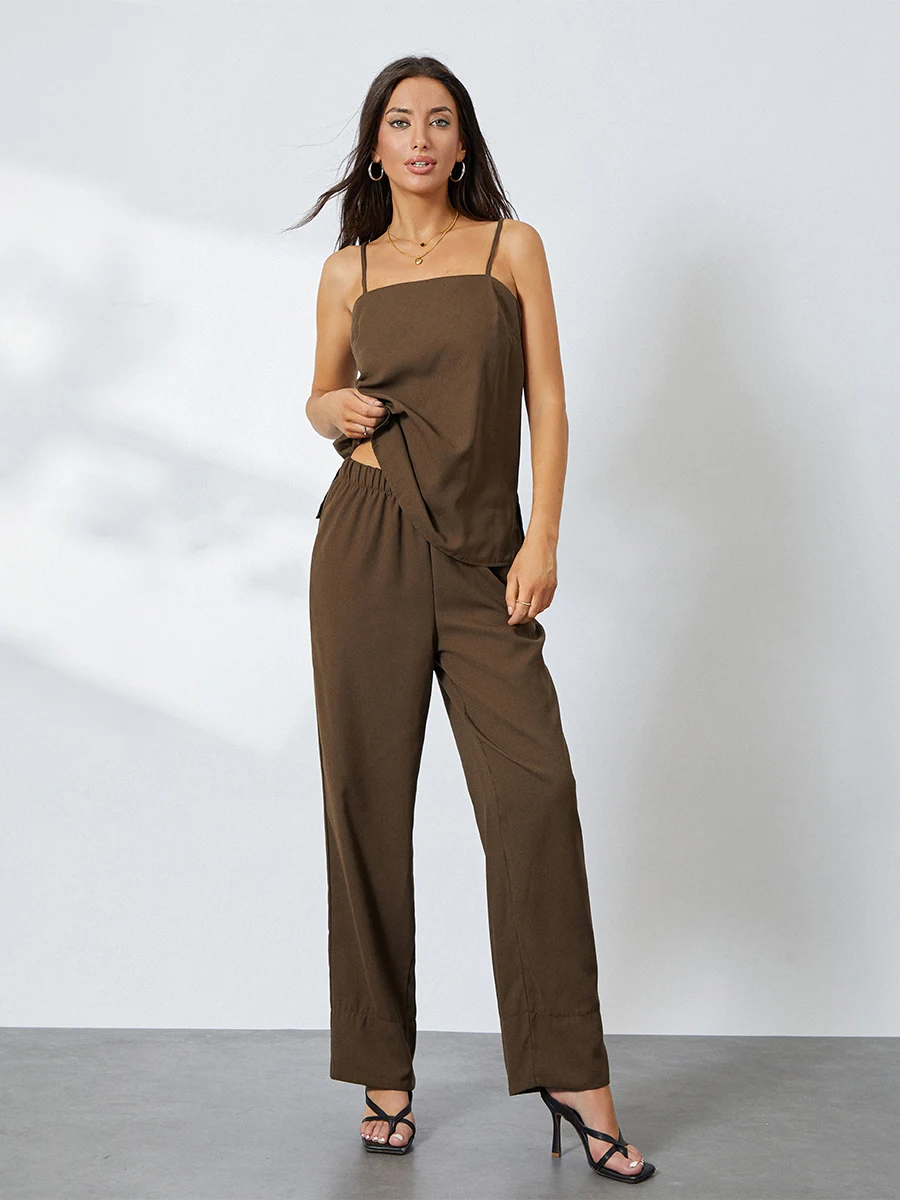 Женский летний комплект wsevypo из двух предметов, топ без рукавов на бретельках-спагетти и прямые штаны, комплект домашней одежды
Женский летний комплект wsevypo из двух предметов, топ без рукавов на бретельках-спагетти и прямые штаны, комплект домашней одежды