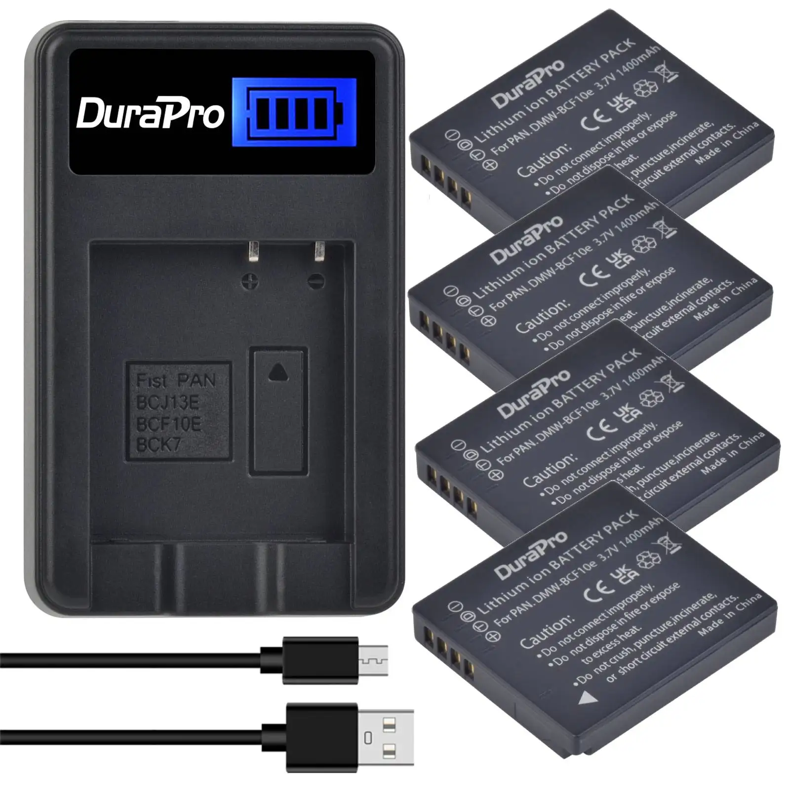 

DuraPro DMW-BCF10 DMW-BCF10E Battery + LCD USB Charger for Panasonic CGA-S/106B DMC-TS2 TS3 TS4 F2 F3 F4 FH1 FH20 FH22 FH3