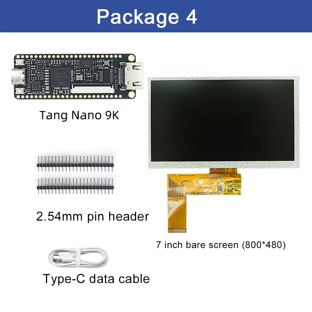 Sipeed Tang Nano 9K FPGA Development Board GOWIN GW1NR-9 RISC-V 2.54mm Pin Header+Type-C Data Cable+4.3/5/7 Inch SPI Screen
Sipeed Tang Nano 9K FPGA Development Board GOWIN GW1NR-9 RISC-V 2.54mm Pin Header+Type-C Data Cable+4.3/5/7 Inch SPI Screen