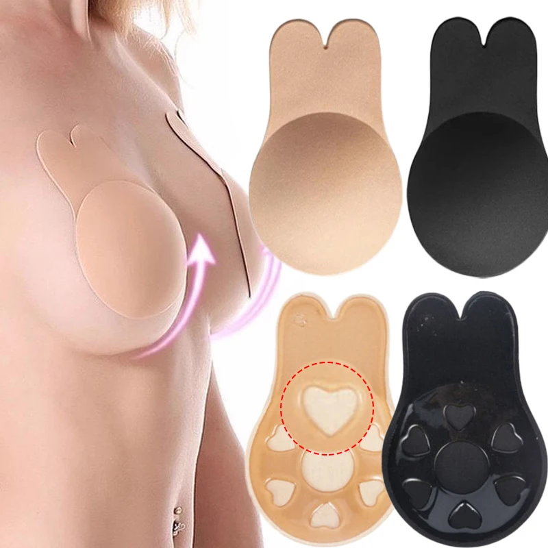 

Reusable Silicone Women Rabbit Breast Petals Lift Nipple Cover Invisible Petal Adhesive Strapless Backless Stick on Bra Stickers
