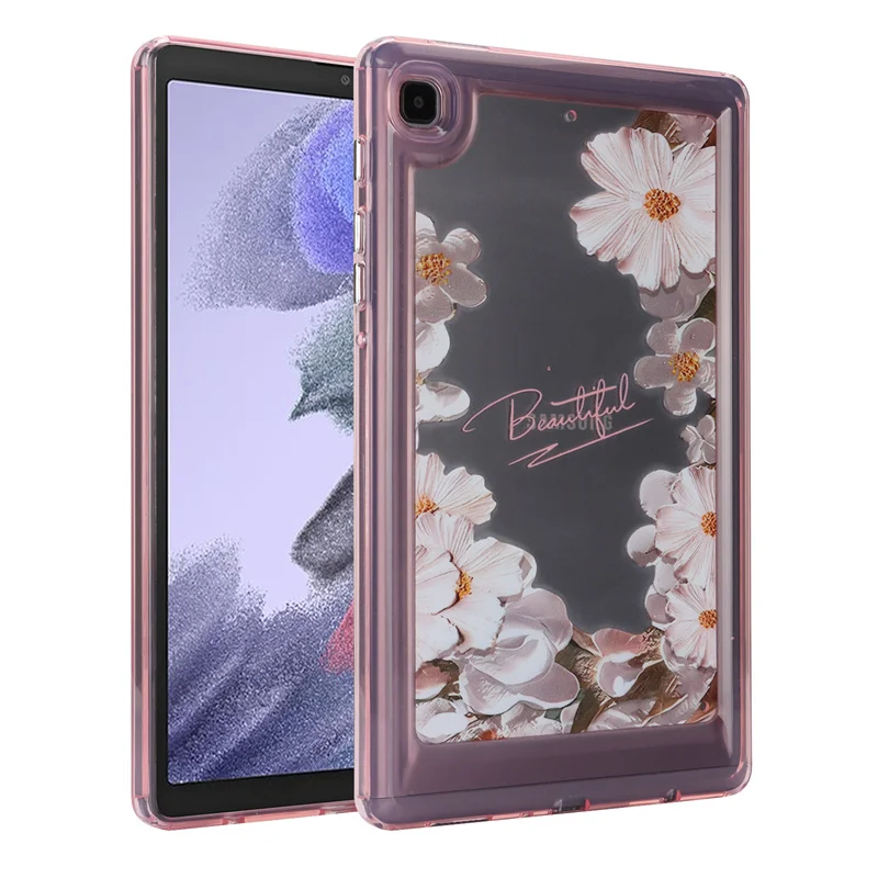 

For Samsung Galaxy Tab A7 Lite Case SM-T225 T220 8.7 Soft TPU Shockproof Back Cover Oil Painting Flowers Protective Shell+Gift