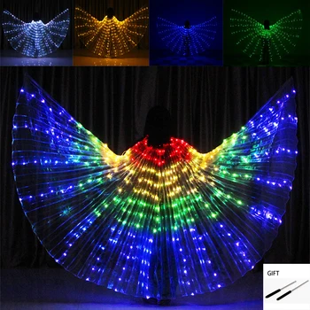 밸리 댄스 LED 나비 날개 파티 축제 공연, 형광 이시스 날개, 밸리 댄싱 카니발 의상, 성인용 쇼