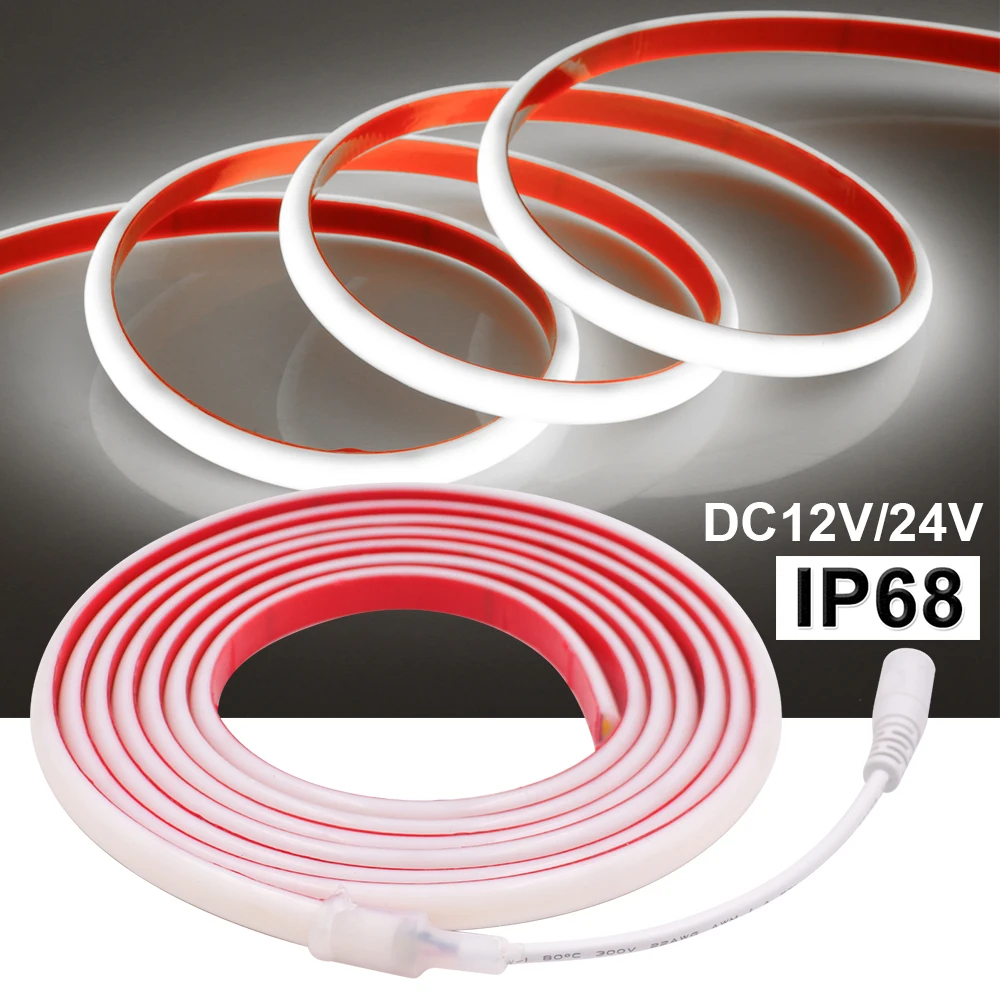 IP68 Waterproof COB LED Strip Neon Light 12V 24V 320Leds/m Flexible Ribbon Tape RA90 3000K-6000K High Density Liner Lighting
IP68 Waterproof COB LED Strip Neon Light 12V 24V 320Leds/m Flexible Ribbon Tape RA90 3000K-6000K High Density Liner Lighting