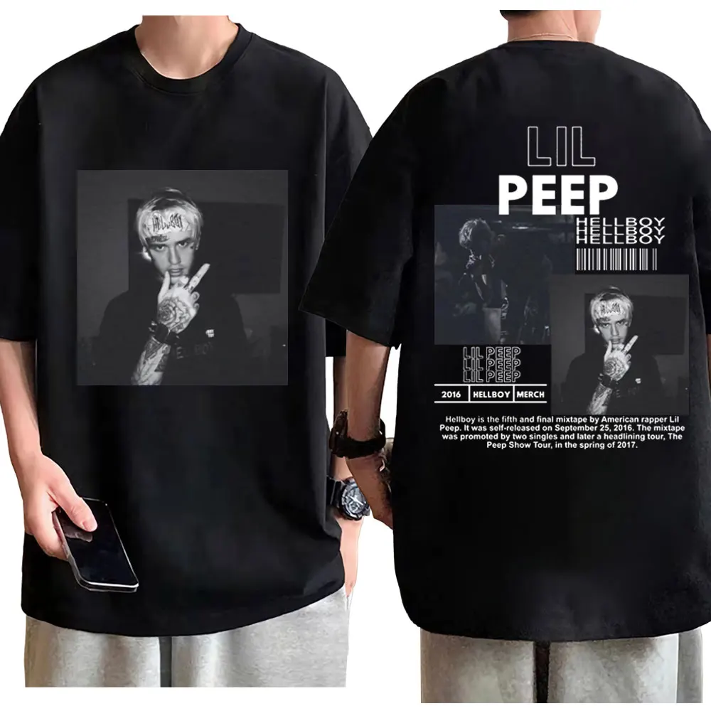 

Rapper Lil Peep Double Sided Graphic T Shirts Men Women High Street Fashion Oversized T-shirt Summer Hip Hop Vintage T-shirts