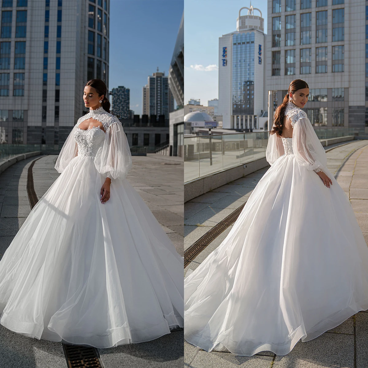 Classic A-Line Wedding Dress For Women Appliques Bridal Gown High Collar Skirt Long Sleeves Sweep Train Backless Dresses
Classic A-Line Wedding Dress For Women Appliques Bridal Gown High Collar Skirt Long Sleeves Sweep Train Backless Dresses