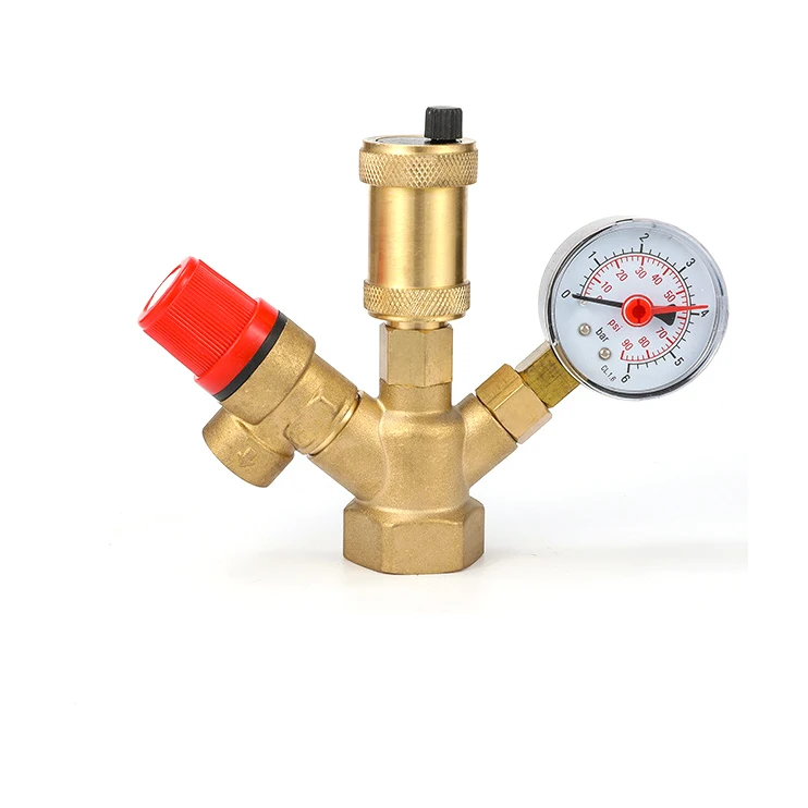 

DN25 1 inch Boiler Valve Kit Air Vent Exhaust Pressure Relief Valve with Pressure Gauge Boiler Safety Components