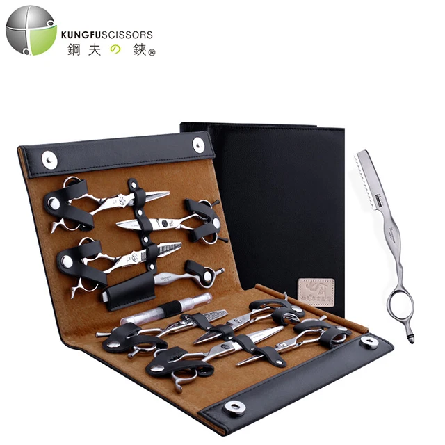 KUNGFU 5.75 ,6 ,7 Inch Customized 440C Professional Barber Hairdressing Scissors Haircut Hair Scissors Kit Leather Bag Straight 
KUNGFU 5.75 ,6 ,7 Inch Customized 440C Professional Barber Hairdressing Scissors Haircut Hair Scissors Kit Leather Bag Straight