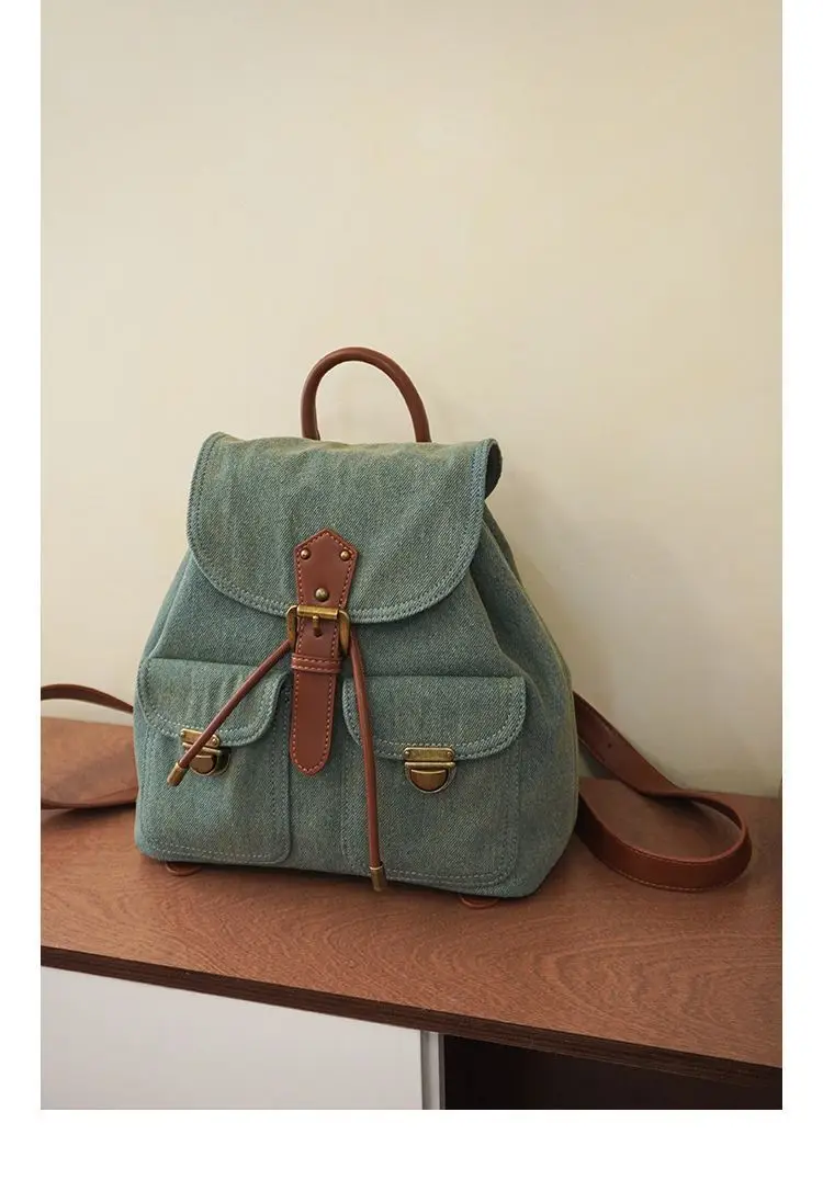Denim Backpack Women's Shoulder Bag Canvas Bookbag Handheld Unisex Cowboy Leisure Leather Strap Vintage England Classic Handbag
Denim Backpack Women's Shoulder Bag Canvas Bookbag Handheld Unisex Cowboy Leisure Leather Strap Vintage England Classic Handbag