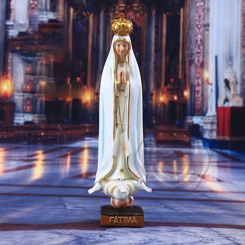 

Our Lady Fatima Statue Figure Handmade Our Lady Fatima Home Room Desktop Religious Decor Accessories Furnishing Article Gifts