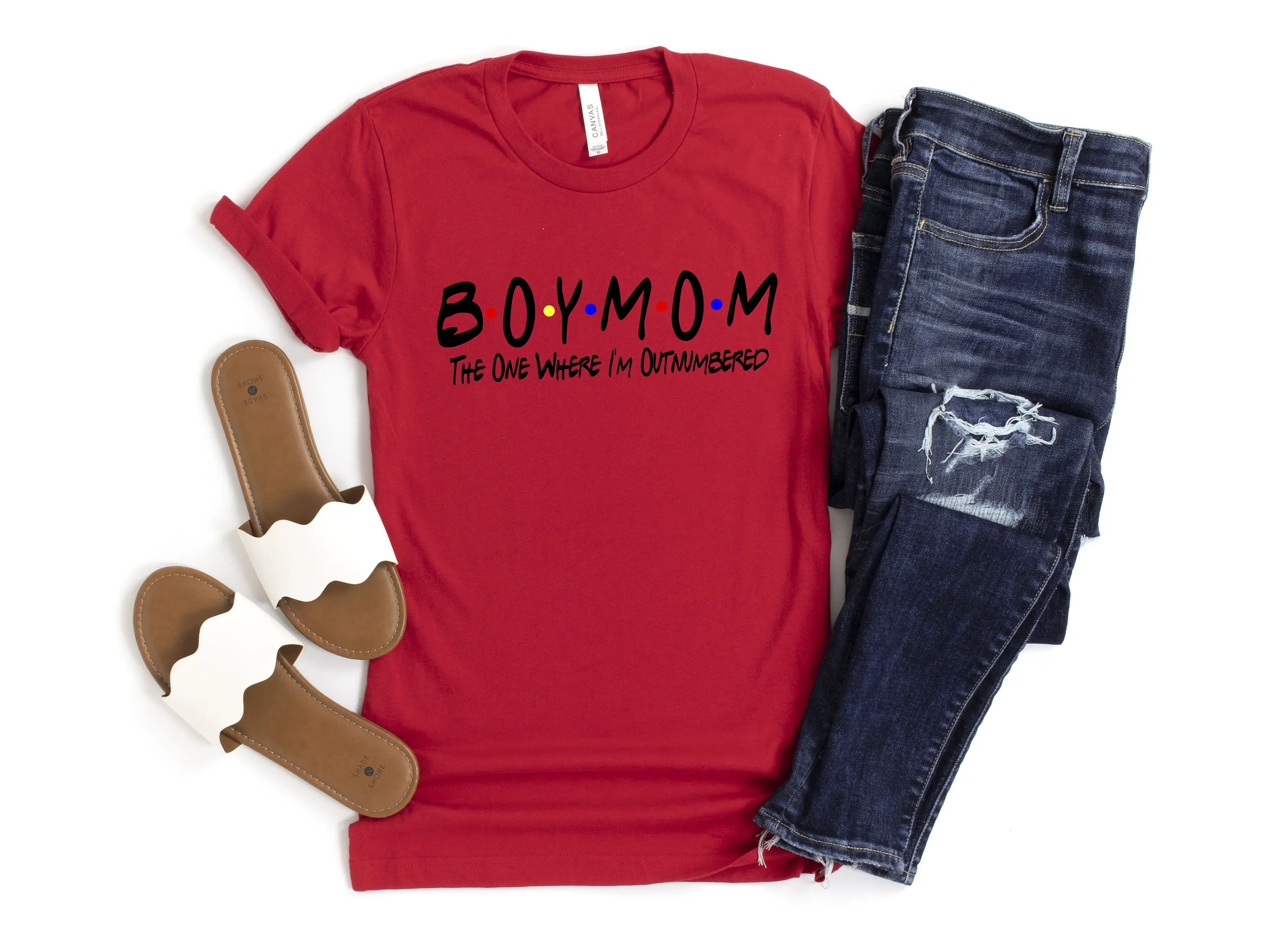 

Boy Mom The One Where I'm Outnumbered Slogan Women T-shirt 2024 Hot Sale Voguish Comfort Vintage Fallow Mother's Day Female Tee