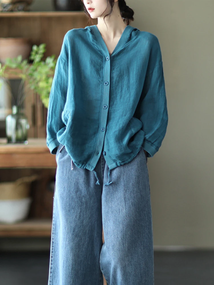 Fashion Woman Blouse 2023 Top Women New Cotton Vintage Hooded Top Beautiful Women's Blouses Loose Long Sleeve Cardigan Shirt
Fashion Woman Blouse 2023 Top Women New Cotton Vintage Hooded Top Beautiful Women's Blouses Loose Long Sleeve Cardigan Shirt