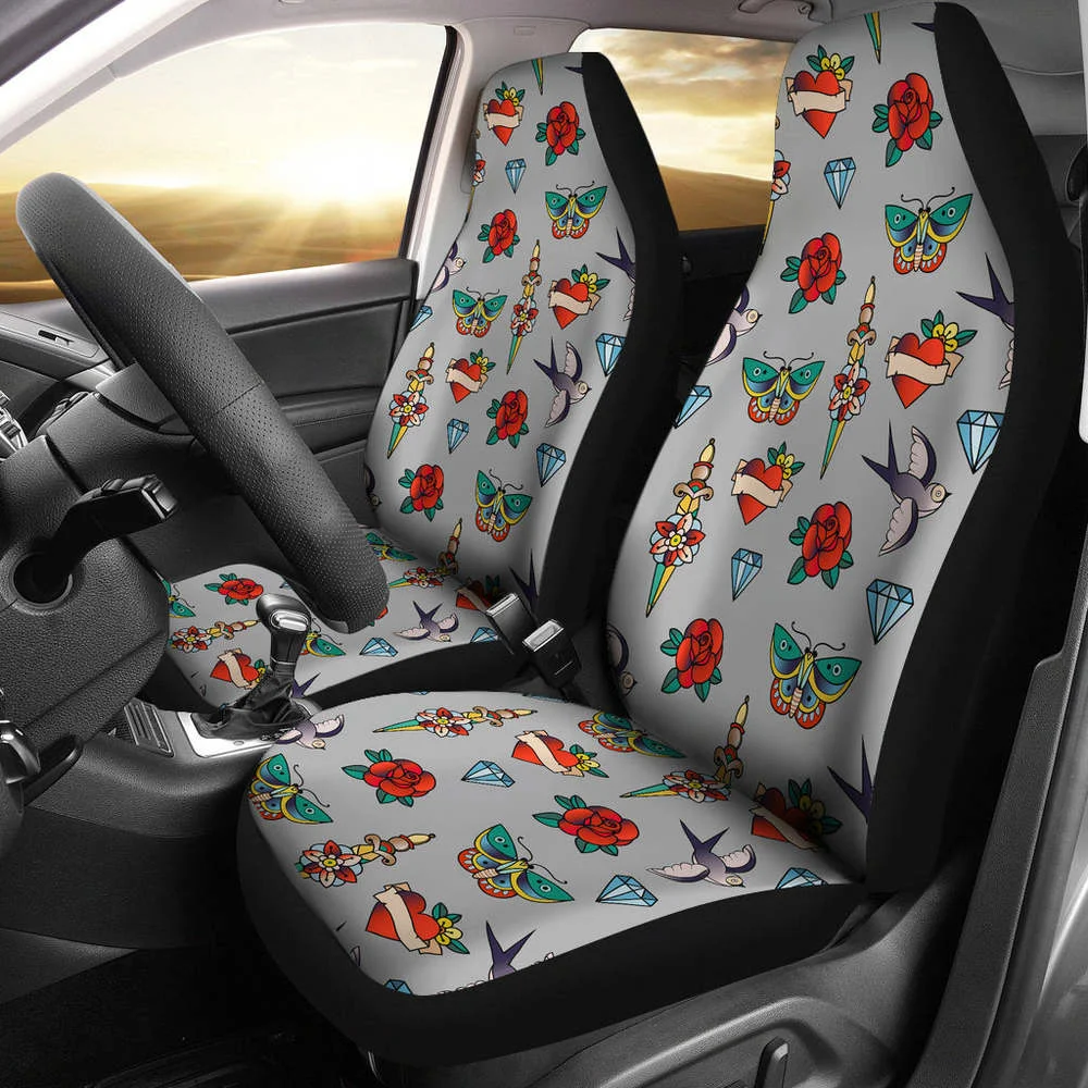 Old School Tattoo Traditional Vintage Style Pattern on Gray Car Seat C,Pack of 2 Universal Front Seat Protective Cover
Old School Tattoo Traditional Vintage Style Pattern on Gray Car Seat C,Pack of 2 Universal Front Seat Protective Cover