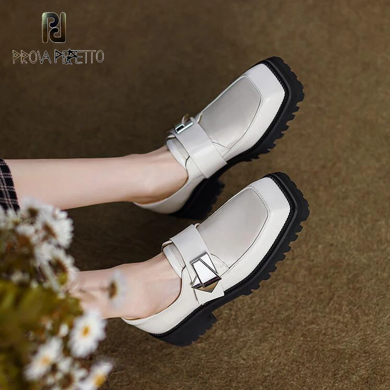Women's Medium-heeled Casual All-match Single Shoes Square Toe Loafers Metal Belt Decor Elegant Leather Sapatos Black White
Women's Medium-heeled Casual All-match Single Shoes Square Toe Loafers Metal Belt Decor Elegant Leather Sapatos Black White