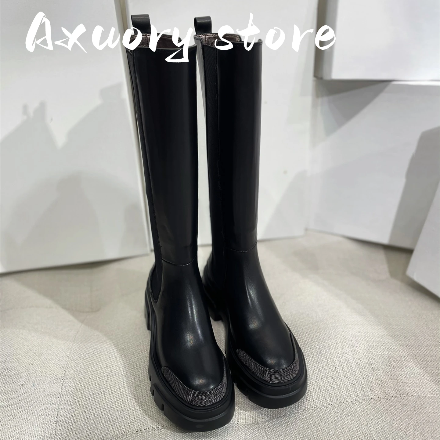 2023 New Women Motorcycle Boots Genuine Leather Long Boots Flat Shoes Women Chain Decor Knee High Boots Woman
2023 New Women Motorcycle Boots Genuine Leather Long Boots Flat Shoes Women Chain Decor Knee High Boots Woman