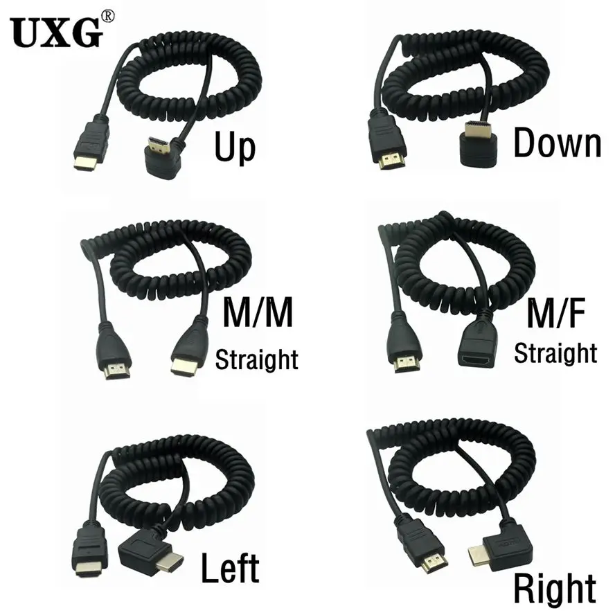 Up Down Right Left 90 Degree Angle HDMI-compatible Male To Female Stretch Spring Curl Flexible Extend Cable V1.4 DSLR 0.5M/1.8M
Up Down Right Left 90 Degree Angle HDMI-compatible Male To Female Stretch Spring Curl Flexible Extend Cable V1.4 DSLR 0.5M/1.8M
