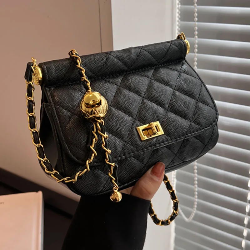 

high-end texture handbag for women in 2024 trendy and fashionable women's one shoulder solid color diamond grid chain crossbody