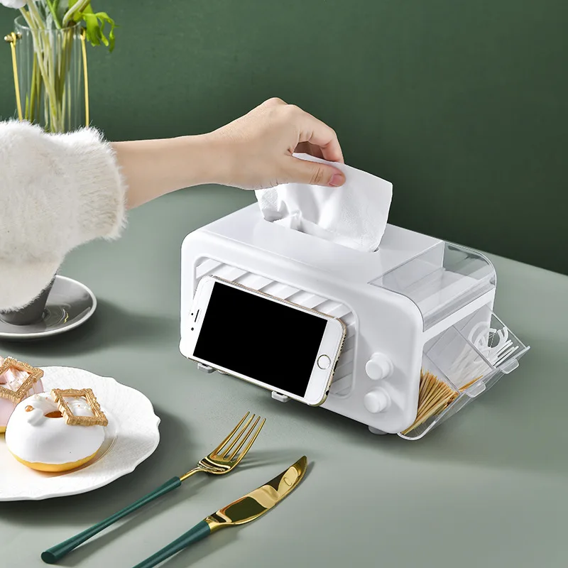 Tissue box multifunctional drawer living room storage tissue box cell phone bracket spring tissue box
Tissue box multifunctional drawer living room storage tissue box cell phone bracket spring tissue box