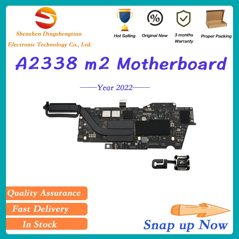 

2022 Year For MacBook Pro 13" M2 A2338 Motherboard Ram 8GB 16GB SSD 256GB 500GB 1TB 2TB Logic Board With Touch ID Button