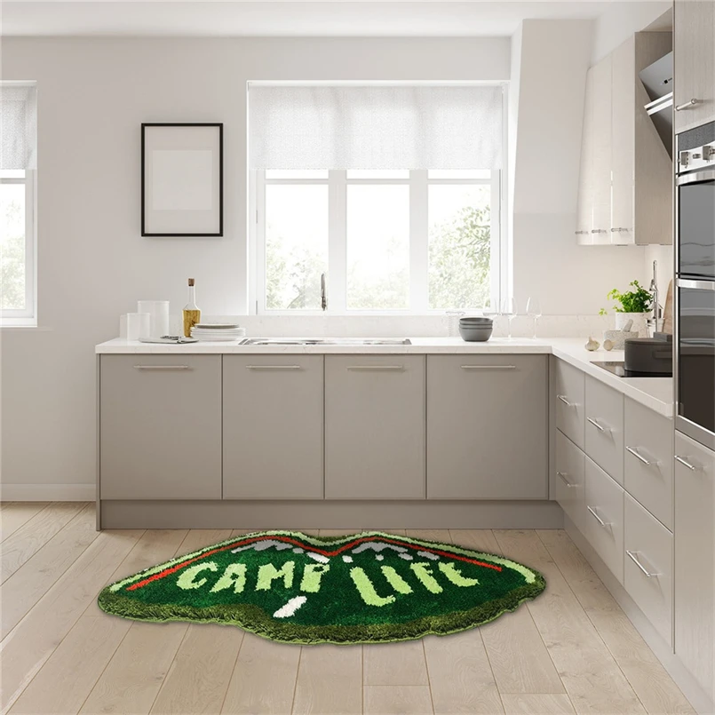 

Зеленый специальный напольный коврик с флокированием, маленький нескользящий мат для дома, ванной, гостиной, спальни, прикроватный коврик для ног