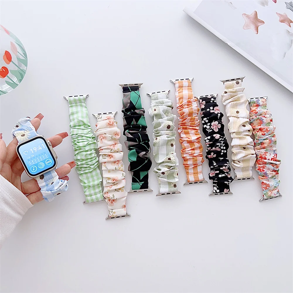 

Scrunchie Strap for Apple Watch ultra Band 49mm 45mm 41mm 44mm 40mm 38/42mm Elastic nylon Bracelet iwatch series9 8 7 6 5 4 3 SE