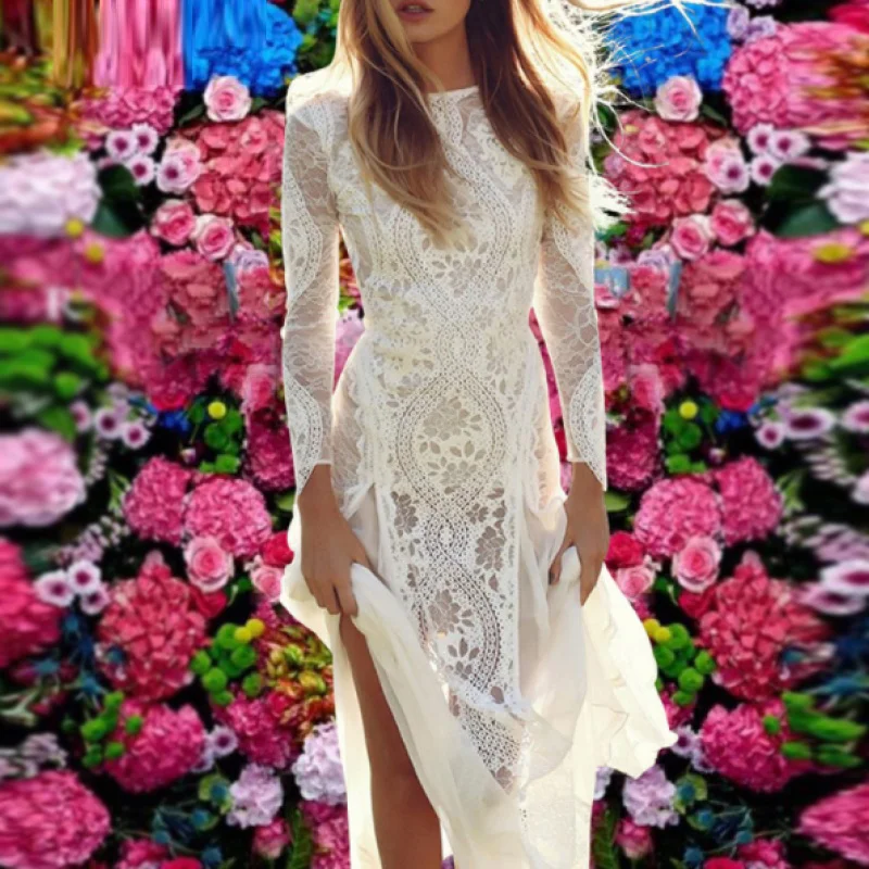 2022 summer fashion show new high-end women's white dress slim lace dress women
2022 summer fashion show new high-end women's white dress slim lace dress women