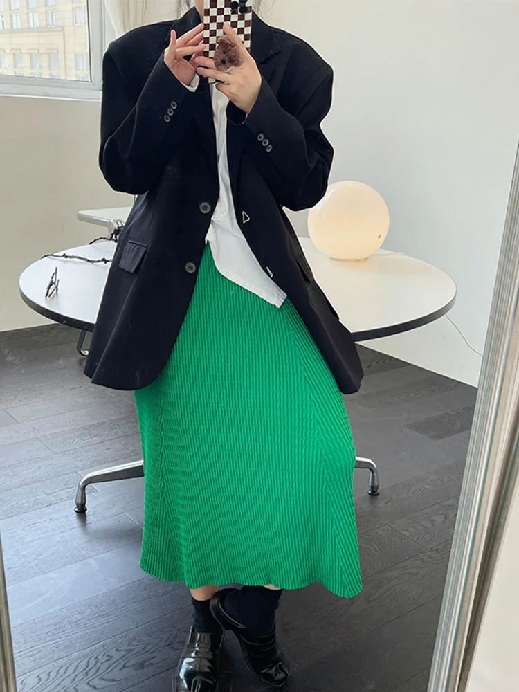 Women High Waist Knitting A-line Skirts Solid Color Simple Korean Style Fashion 2022 Spring New Casual Loose B130
Women High Waist Knitting A-line Skirts Solid Color Simple Korean Style Fashion 2022 Spring New Casual Loose B130
