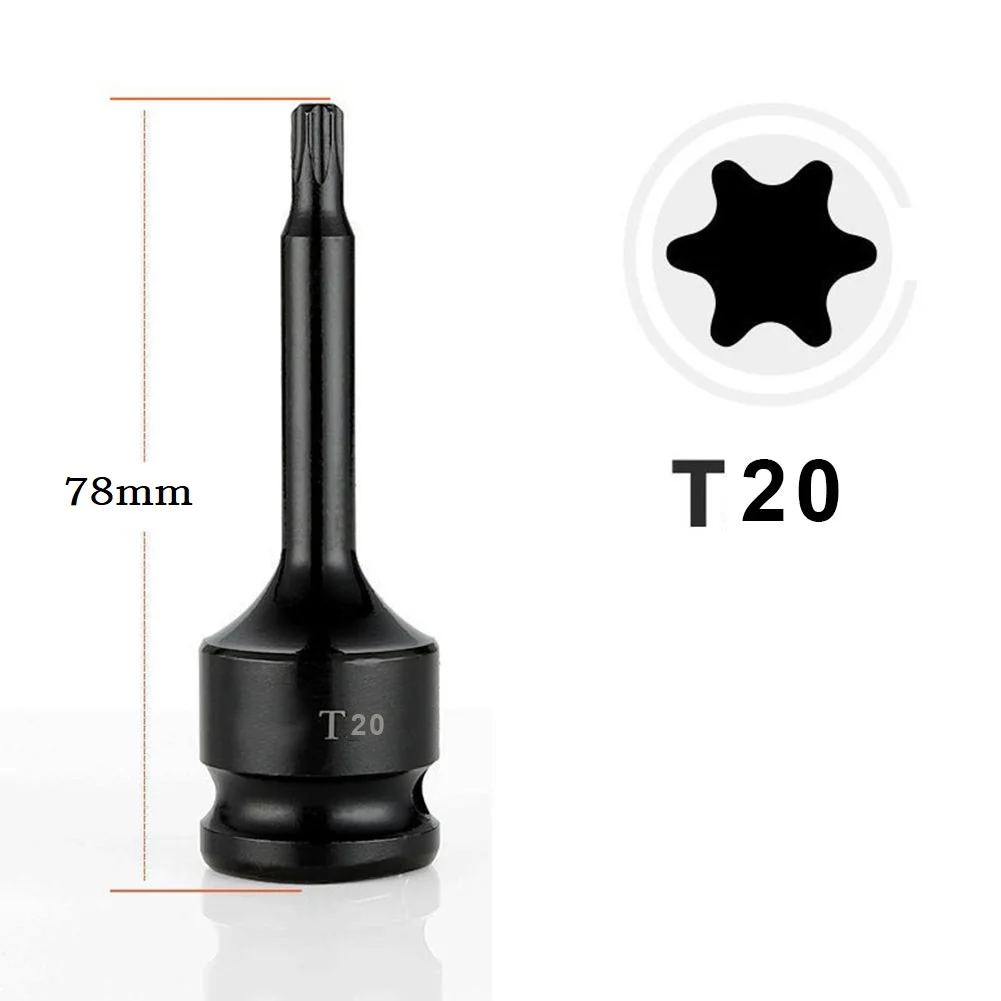 

1pcs Torx Screwdriver Bits With Hole T20-T100 1/2 Inch Hex Shank Electric Screw Driver Star Bit Impact Drive Socket Adapter Head