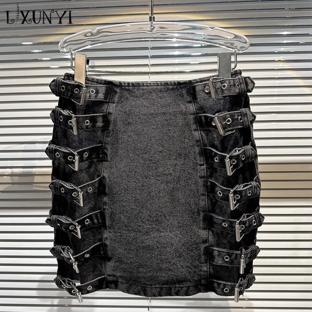 High Waist Short Denim Skirts Women 2023 Spring Summer High Street Metal Buckle Motorcycle Street Mini Bodycon Jean Skirt Gray
High Waist Short Denim Skirts Women 2023 Spring Summer High Street Metal Buckle Motorcycle Street Mini Bodycon Jean Skirt Gray
