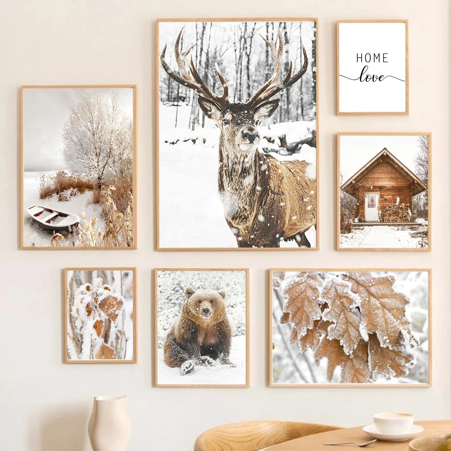 Winter Snow Scenery Picture Wall Art Canvas Painting Will Bear Elk Leaves House Poster and Print for Home Interior Room Decor
Winter Snow Scenery Picture Wall Art Canvas Painting Will Bear Elk Leaves House Poster and Print for Home Interior Room Decor